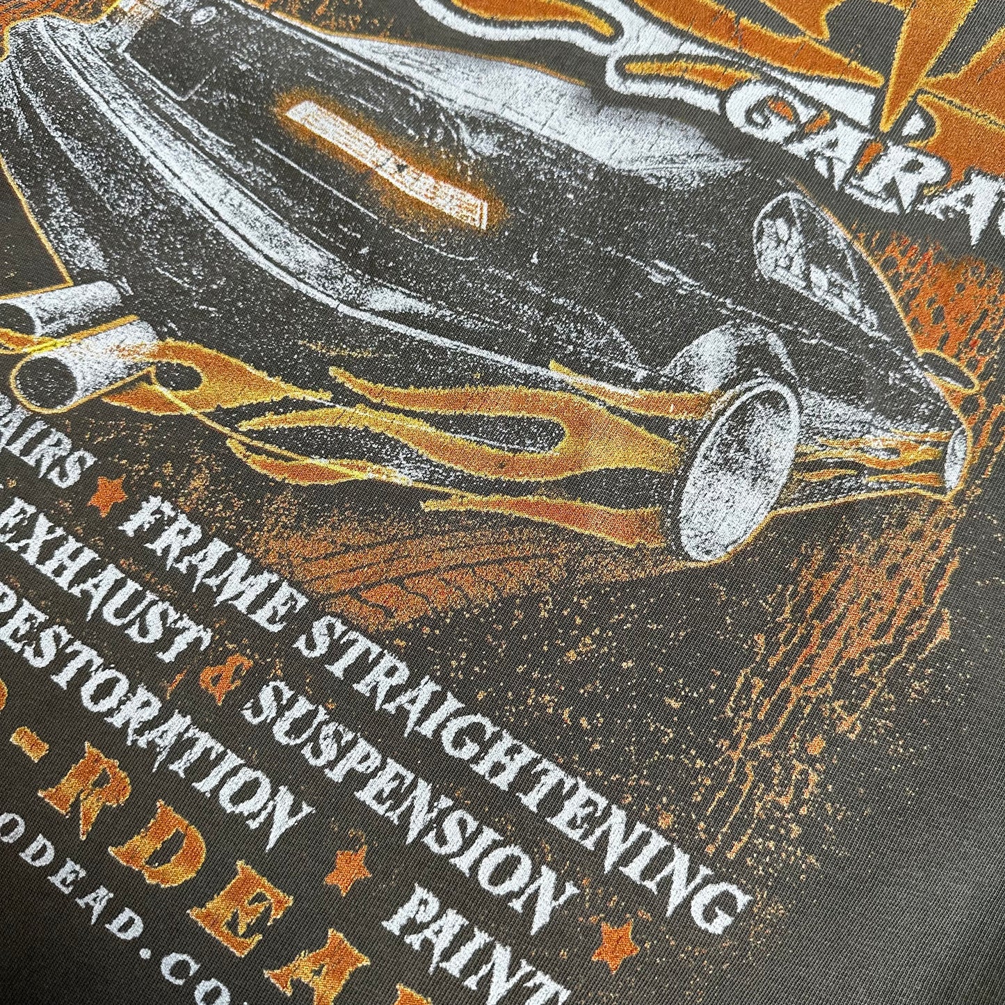 "R-DEAD GARAGE" OLIVE VINTAGE OVERSIZED T-SHIRT