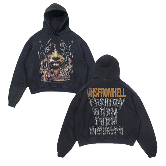 "VHSFROMHELL" VINTAGE OVERSIZED HOODIE
